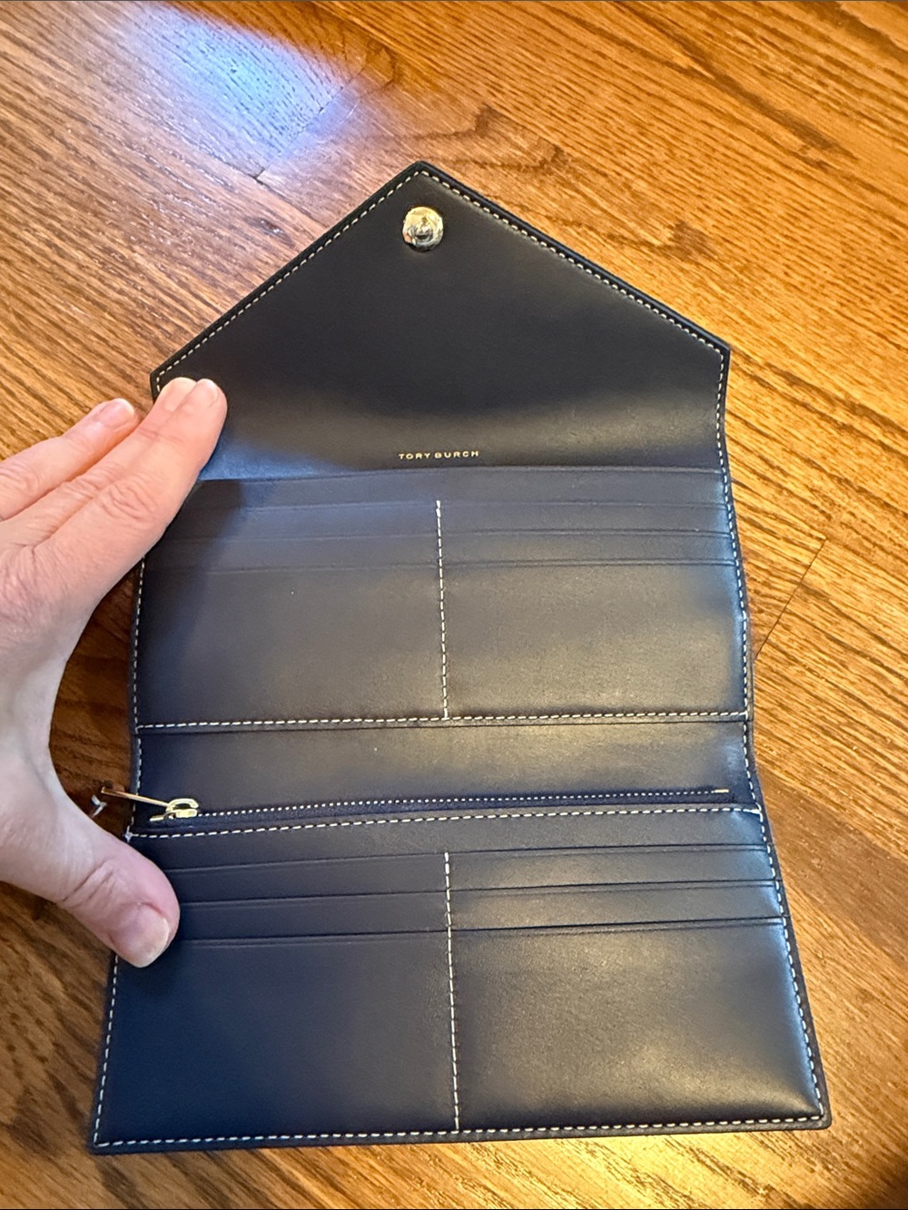 Tory Burch T Monogram Envelope Wallet - Navy - NWT - Picture 4 of 5